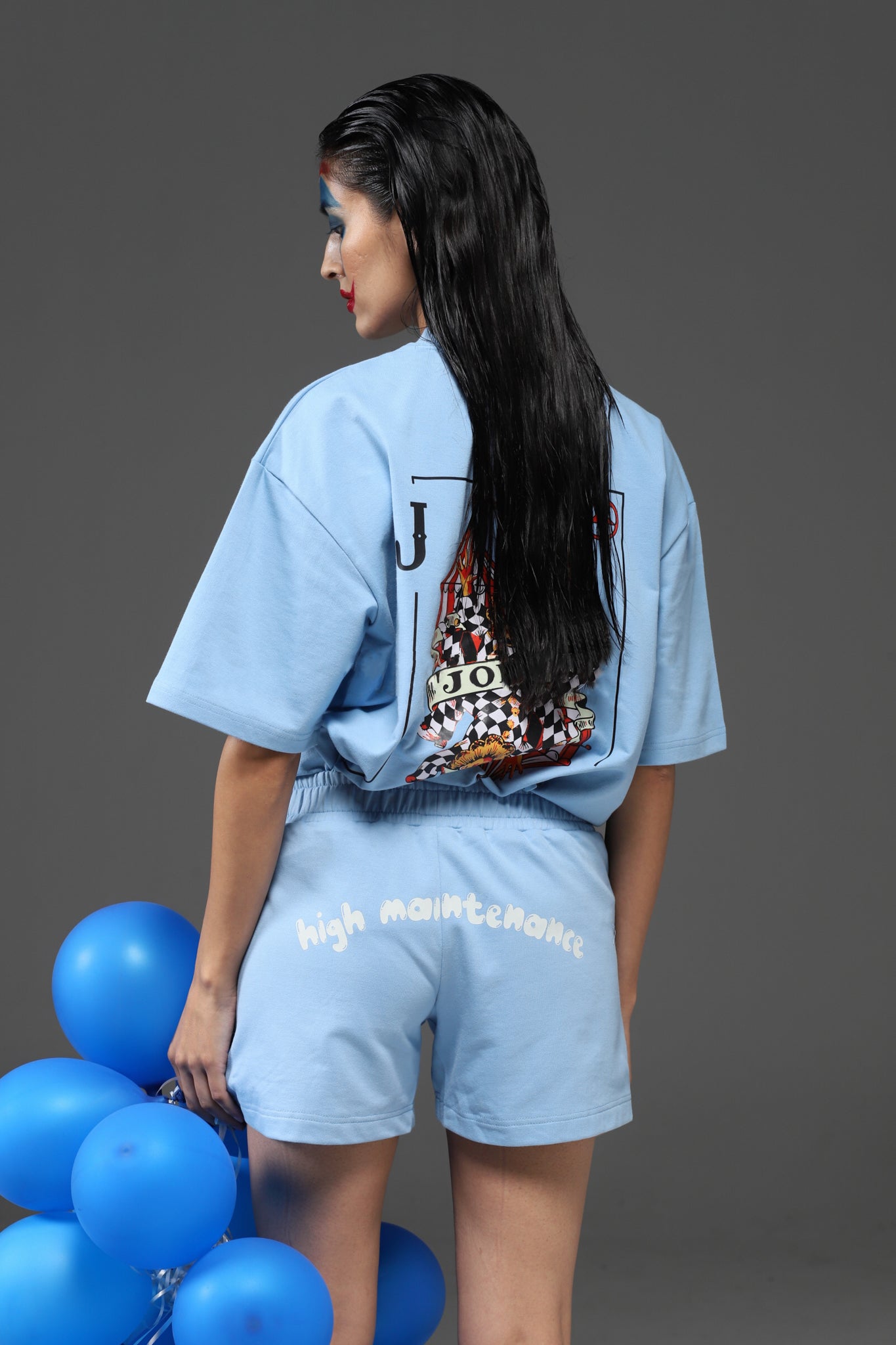 BLUE POPCORN COTTON SHORTS